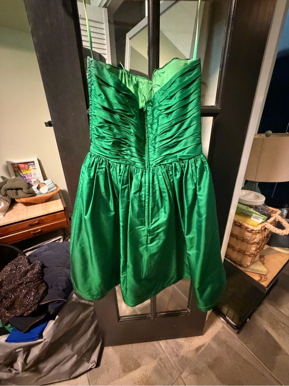 VTG 100% Silk 
Emerald Green Spaghetti Strap Party Dress designer Bill Blass - Picture 4 of 5